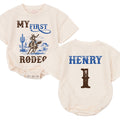 Personalized My First Rodeo Baby Romper for First Birthday Boy Western Theme Soft Cotton Seasonally Perfect