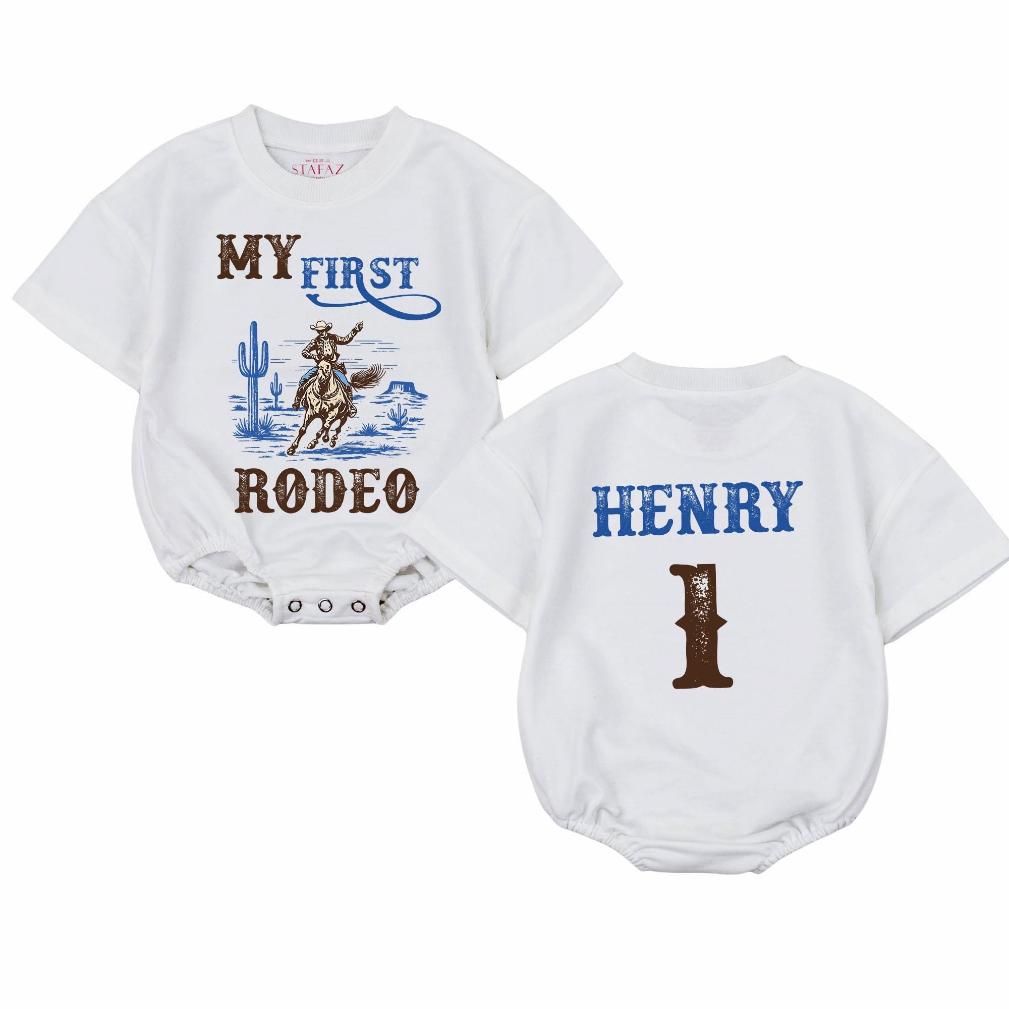 Personalized My First Rodeo Baby Romper for First Birthday Boy Western Theme Soft Cotton Seasonally Perfect