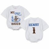 Personalized My First Rodeo Baby Romper for First Birthday Boy Western Theme Soft Cotton Seasonally Perfect