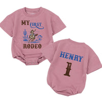 Personalized My First Rodeo Baby Romper for First Birthday Boy Western Theme Soft Cotton Seasonally Perfect