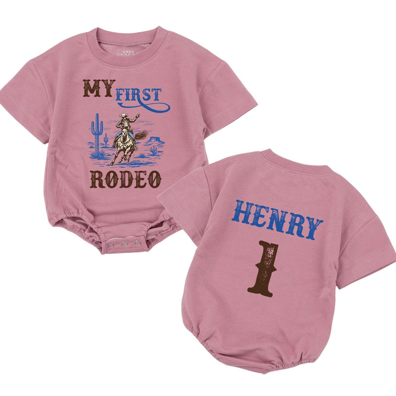 Personalized My First Rodeo Baby Romper for First Birthday Boy Western Theme Soft Cotton Seasonally Perfect