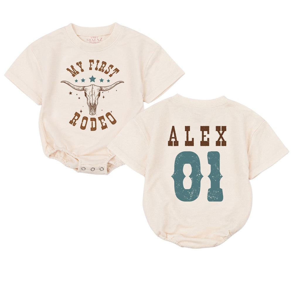 Personalized My First Rodeo Baby Romper with Name and Number Western Cowboy 1st Birthday Outfit Soft Cotton Toddler Party Clothes Gift