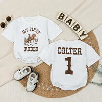 Personalized My First Rodeo Bubble Romper Cowboy Birthday Outfit for Baby Boy Western Cake Smash Soft Cotton Custom Gift 1st Birthday