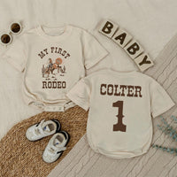 Personalized My First Rodeo Bubble Romper Cowboy Birthday Outfit for Baby Boy Western Cake Smash Soft Cotton Custom Gift 1st Birthday