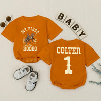 Personalized My First Rodeo Bubble Romper Cowboy Birthday Outfit for Baby Boy Western Cake Smash Soft Cotton Custom Gift 1st Birthday