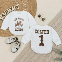 Personalized My First Rodeo Bubble Romper Cowboy Birthday Outfit for Baby Boy Western Cake Smash Soft Cotton Custom Gift 1st Birthday