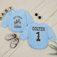 Personalized My First Rodeo Bubble Romper Cowboy Birthday Outfit for Baby Boy Western Cake Smash Soft Cotton Custom Gift 1st Birthday
