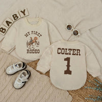 Personalized My First Rodeo Bubble Romper Cowboy Birthday Outfit for Baby Boy Western Cake Smash Soft Cotton Custom Gift 1st Birthday