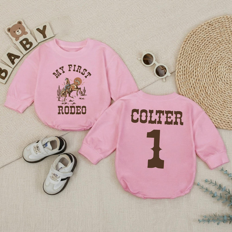 Personalized My First Rodeo Bubble Romper Cowboy Birthday Outfit for Baby Boy Western Cake Smash Soft Cotton Custom Gift 1st Birthday