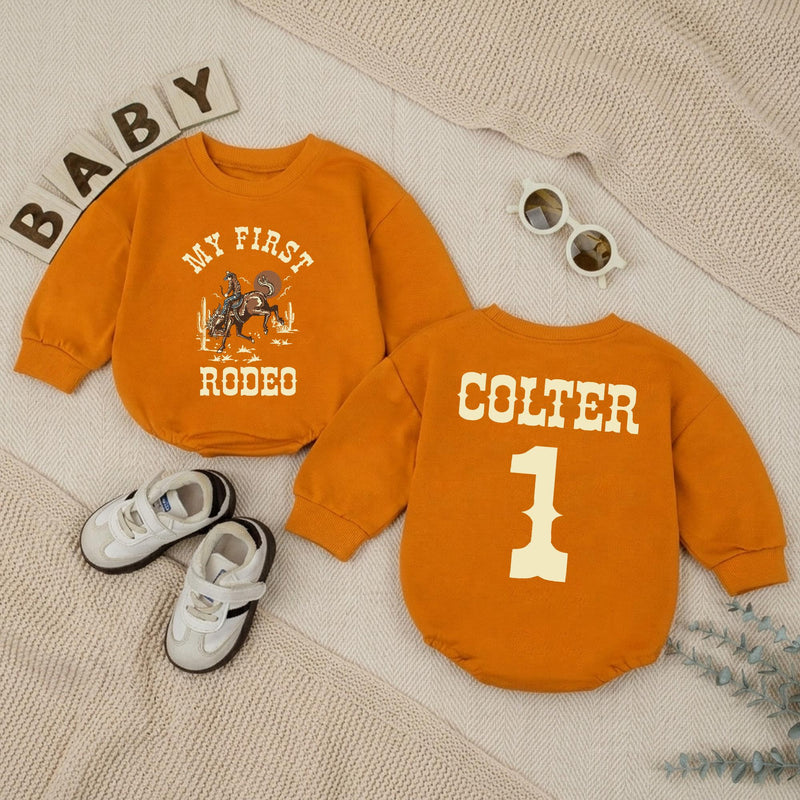 Personalized My First Rodeo Bubble Romper Cowboy Birthday Outfit for Baby Boy Western Cake Smash Soft Cotton Custom Gift 1st Birthday