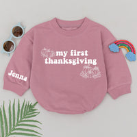 Personalized My First Thanksgiving Baby Romper with Pumpkins Cozy Autumn Outfit Custom Name Jenna Soft Cotton Fall Shower Gift