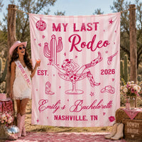 Personalized My Last Rodeo Bachelorette Banner with Pink Cowgirl Design Custom Party Backdrop for Nashville Bride Tribe Decorations