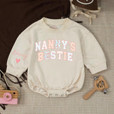 Personalized Nanny and Baby Matching Sweatshirt & Romper Set with Floral Lettering, Soft Cotton, Perfect for Gifting & Special Occasions