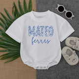 Personalized Navy Leopard Print Romper Mateo Ferris Baby Boy Outfit Soft Cotton Wild Animal Gift Custom Name Safari Style