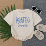 Personalized Navy Leopard Print Romper Mateo Ferris Baby Boy Outfit Soft Cotton Wild Animal Gift Custom Name Safari Style