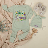 Personalized New To The Krewe Baby Bodysuit with Mardi Gras Beads and Mask Design Cute Newborn Outfit Perfect Baby Shower Gift
