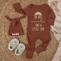 Personalized Newborn Baby Outfit with Rainbow and Name Hat Sweet Pastel Design, The Best Miracles Take a Little Time Gift Romper