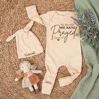 Personalized Newborn Gift Box with For This Child We Have Prayed Bodysuit, Neutral IVF Baby Outfit, Custom Name Hat, Sentimental Keepsake