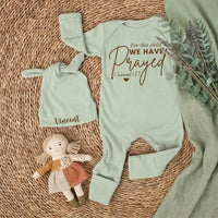 Personalized Newborn Gift Box with For This Child We Have Prayed Bodysuit, Neutral IVF Baby Outfit, Custom Name Hat, Sentimental Keepsake
