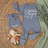 Personalized Newborn Gift Box with For This Child We Have Prayed Bodysuit, Neutral IVF Baby Outfit, Custom Name Hat, Sentimental Keepsake