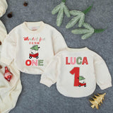 Personalized Oh What Fun 1st Birthday Baby Romper - Custom Holiday Outfit for Boys - Soft Cotton Long Sleeve Christmas Toddler Clothes