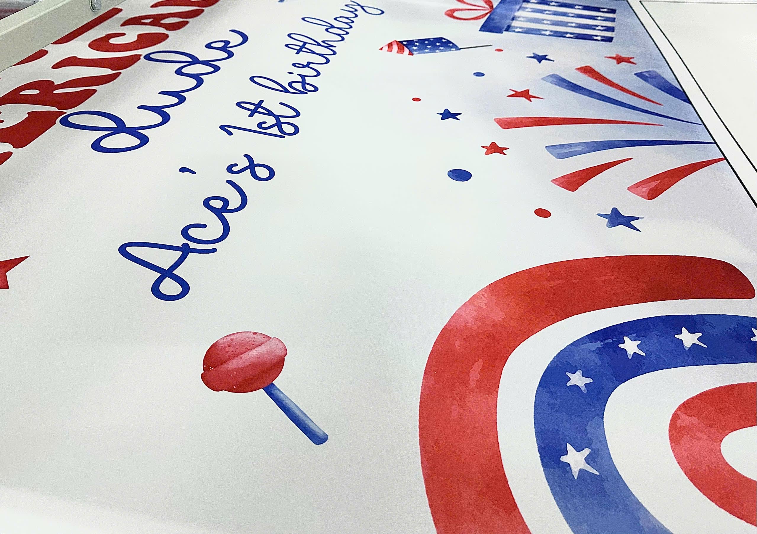 Personalized One American Dude 1st Birthday Banner with Custom Name, Patriotic Red White Blue Party Backdrop for Baby or Toddler Boy