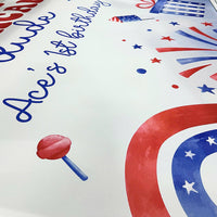 Personalized One American Dude 1st Birthday Banner with Custom Name, Patriotic Red White Blue Party Backdrop for Baby or Toddler Boy