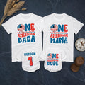 Personalized One American Dude First Birthday Shirt with USA Smiley Face, Red White Blue Retro Design, Patriotic 4th of July Outfit