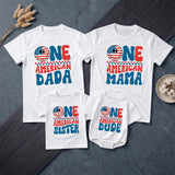 Personalized One American Dude First Birthday Shirt with USA Smiley Face, Red White Blue Retro Design, Patriotic 4th of July Outfit