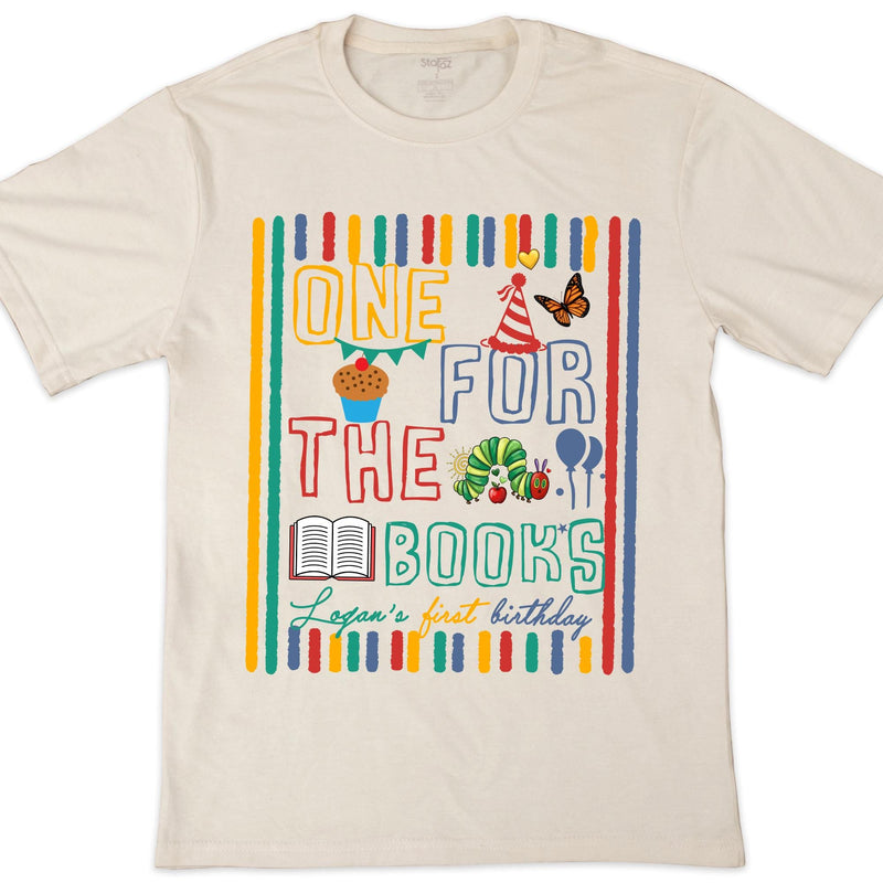 Personalized One for the Books 1st Birthday Matching Family Shirts Custom Name Baby Toddler Outfit Colorful Bookworm Theme Party Gift