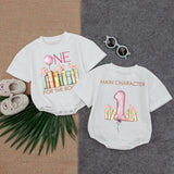 Personalized Storybook Theme Baby Romper with 'One for the Books' Artwork, First Birthday Outfit, Soft Cotton Long Sleeve Infant Clothes