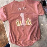 Personalized Storybook Theme Baby Romper with 'One for the Books' Artwork, First Birthday Outfit, Soft Cotton Long Sleeve Infant Clothes