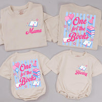 Personalized One for the Books Birthday Shirts Family Matching Outfits Custom Names Toddler Girl Party Design Pink Script Cotton Comfort
