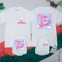 Personalized One for the Books Birthday Shirts Family Matching Outfits Custom Names Toddler Girl Party Design Pink Script Cotton Comfort