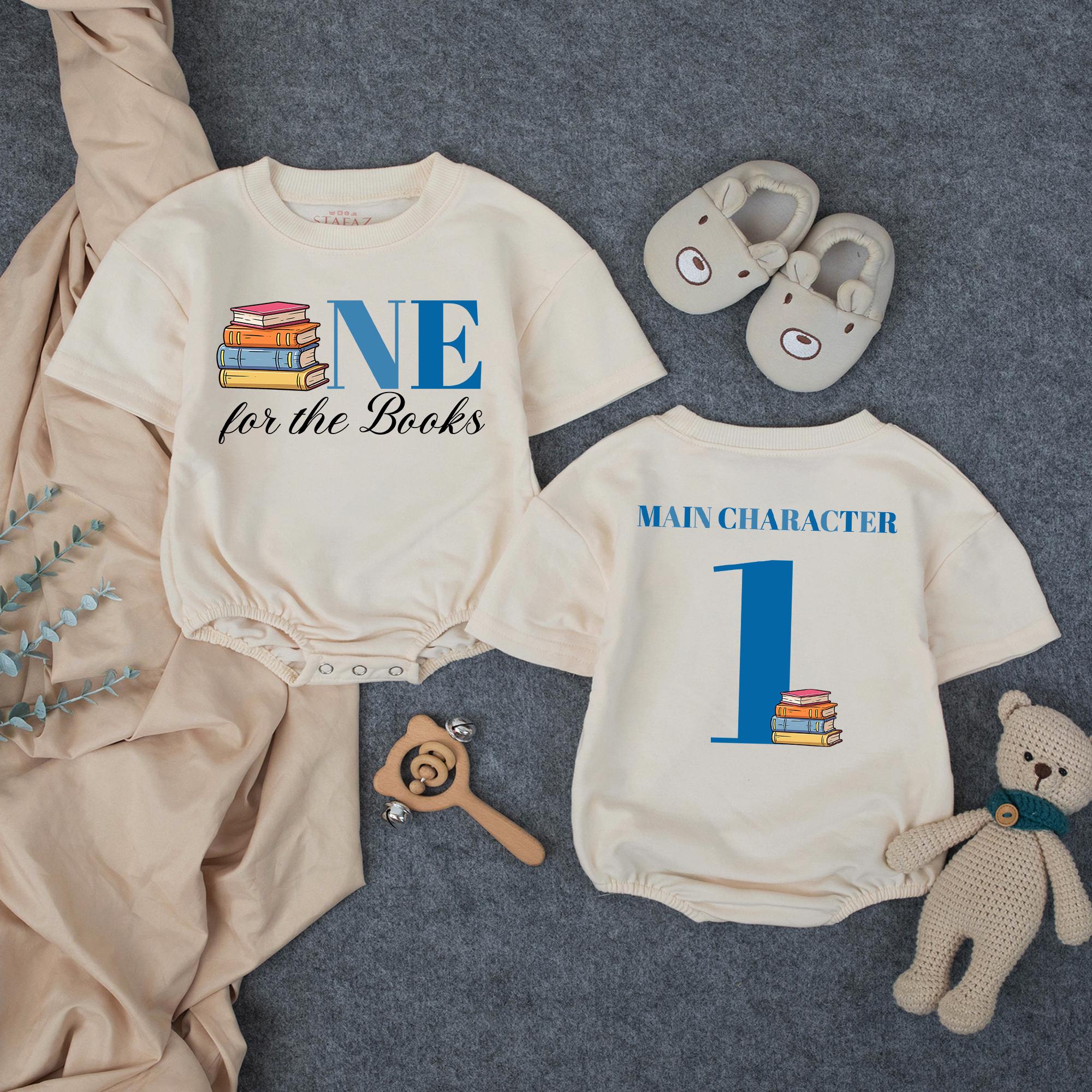 Personalized One for the Books First Birthday Outfit Baby Romper Main Character 1st Birthday Shirt Book Theme Toddler Party Gift