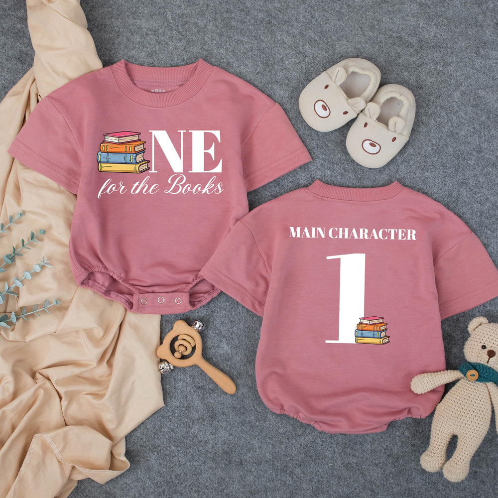 Personalized One for the Books First Birthday Outfit Baby Romper Main Character 1st Birthday Shirt Book Theme Toddler Party Gift