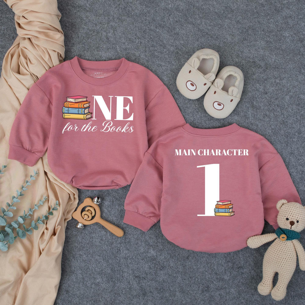 Personalized One for the Books First Birthday Outfit Baby Romper Main Character 1st Birthday Shirt Book Theme Toddler Party Gift