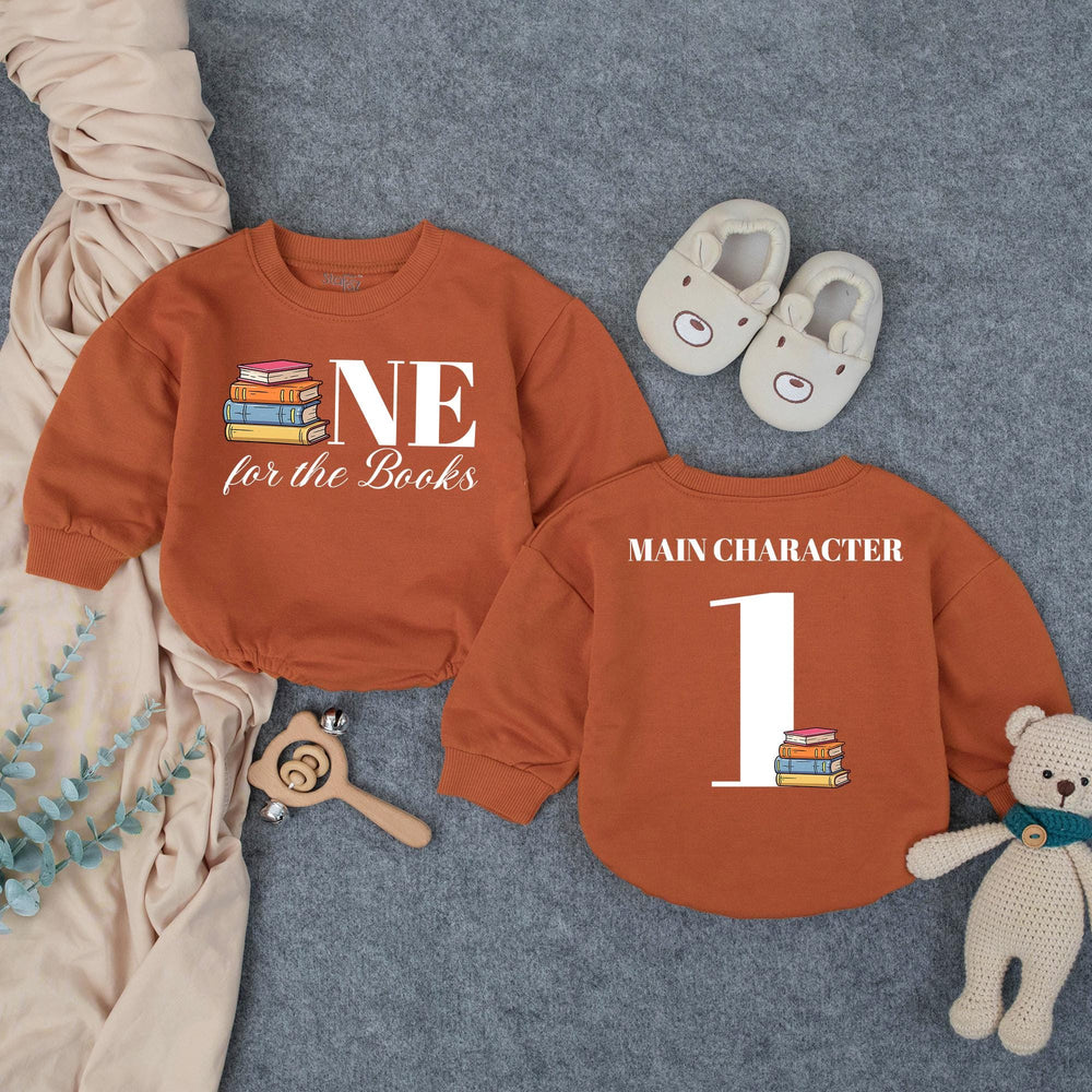 Personalized One for the Books First Birthday Outfit Baby Romper Main Character 1st Birthday Shirt Book Theme Toddler Party Gift