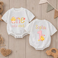 Personalized One Cute Chick First Birthday Romper for Baby Girls, Custom Name Chicken Design, Soft Cotton Outfit for Milestone Photos
