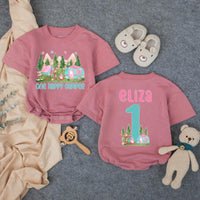 Personalized One Happy Camper 1st Birthday Outfit for Baby Girl and Family Matching Shirts Cute Teal Pink Camping Theme Custom Gift