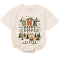 Personalized One Happy Camper Baby Romper with Camping Design, Soft Cotton Long Sleeve Bodysuit for Babies, Perfect First Birthday Outfit