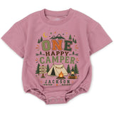 Personalized One Happy Camper Baby Romper with Camping Design, Soft Cotton Long Sleeve Bodysuit for Babies, Perfect First Birthday Outfit