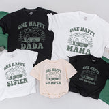 Personalized One Happy Camper Shirt Family Birthday Outfit Custom Names Cotton Soft Camping Theme for Baby Toddler Party Celebration