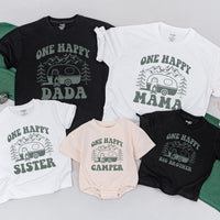 Personalized One Happy Camper Shirt Family Birthday Outfit Custom Names Cotton Soft Camping Theme for Baby Toddler Party Celebration