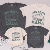Personalized One Happy Camper Shirt Family Birthday Outfit Custom Names Cotton Soft Camping Theme for Baby Toddler Party Celebration