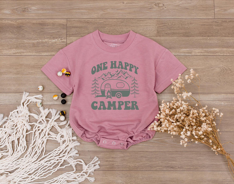 Personalized One Happy Camper Shirt Family Birthday Outfit Custom Names Cotton Soft Camping Theme for Baby Toddler Party Celebration
