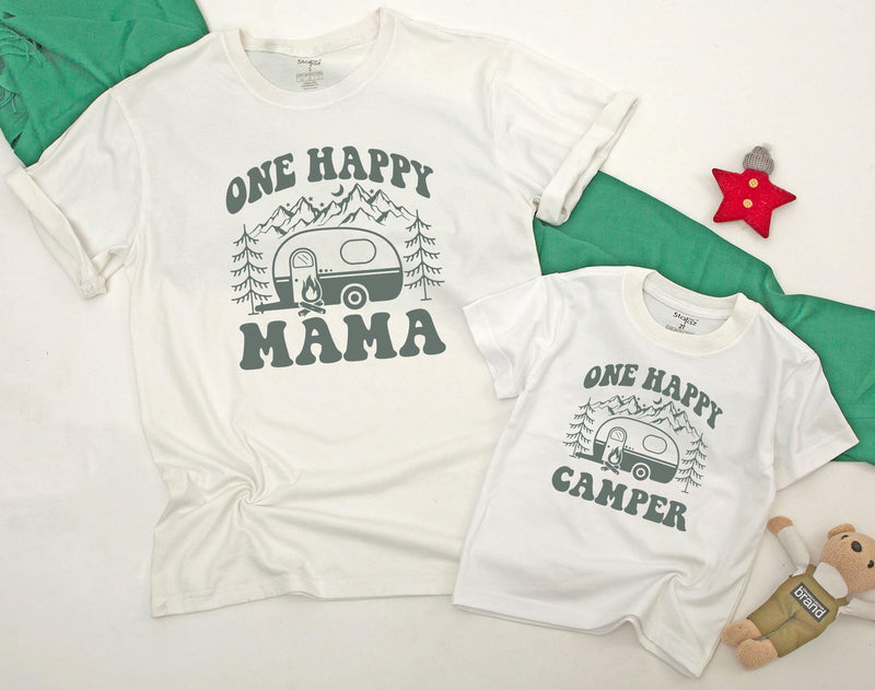 Personalized One Happy Camper Shirt Family Birthday Outfit Custom Names Cotton Soft Camping Theme for Baby Toddler Party Celebration