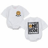 Personalized One Happy Dude First Birthday Bodysuit for Baby Boys Soft Cotton Long Sleeve Romper Custom Name Gift