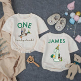 Personalized One Lucky Duck Romper First Birthday Outfit Mallard Theme Soft Cotton Southern Boy Clothes Party Hat Custom Name