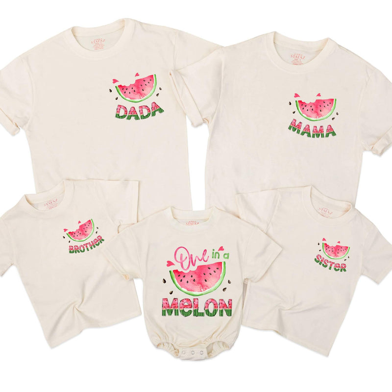 Personalized One in a Melon Birthday Shirts, Watercolor Watermelon Slice Design Family Matching Outfit for Baby, Toddler, Kids, Adults